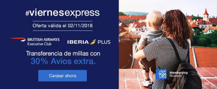 Sólo por Hoy 2/11: Transferí tus Puntos Membership Rewards a Iberia Plus o British Airways con 30% Adicional!