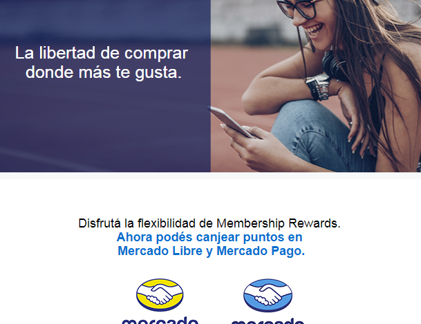 Canjes puntos membership rewards en Mercado Libre