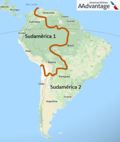 Regiones canjes AAdvantage Sudamerica