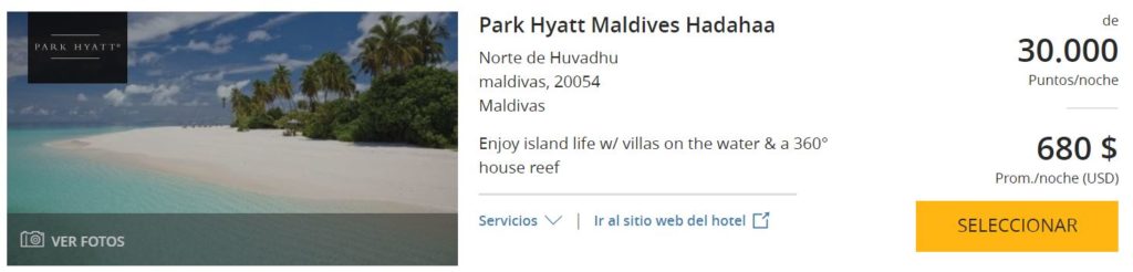 Como reservar Park Hyatt Maldivas con puntos